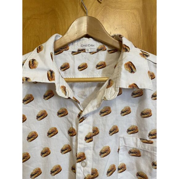 cinci cribs chilli dog short sleeve button up collared shirt size XL - Picture 5 of 10